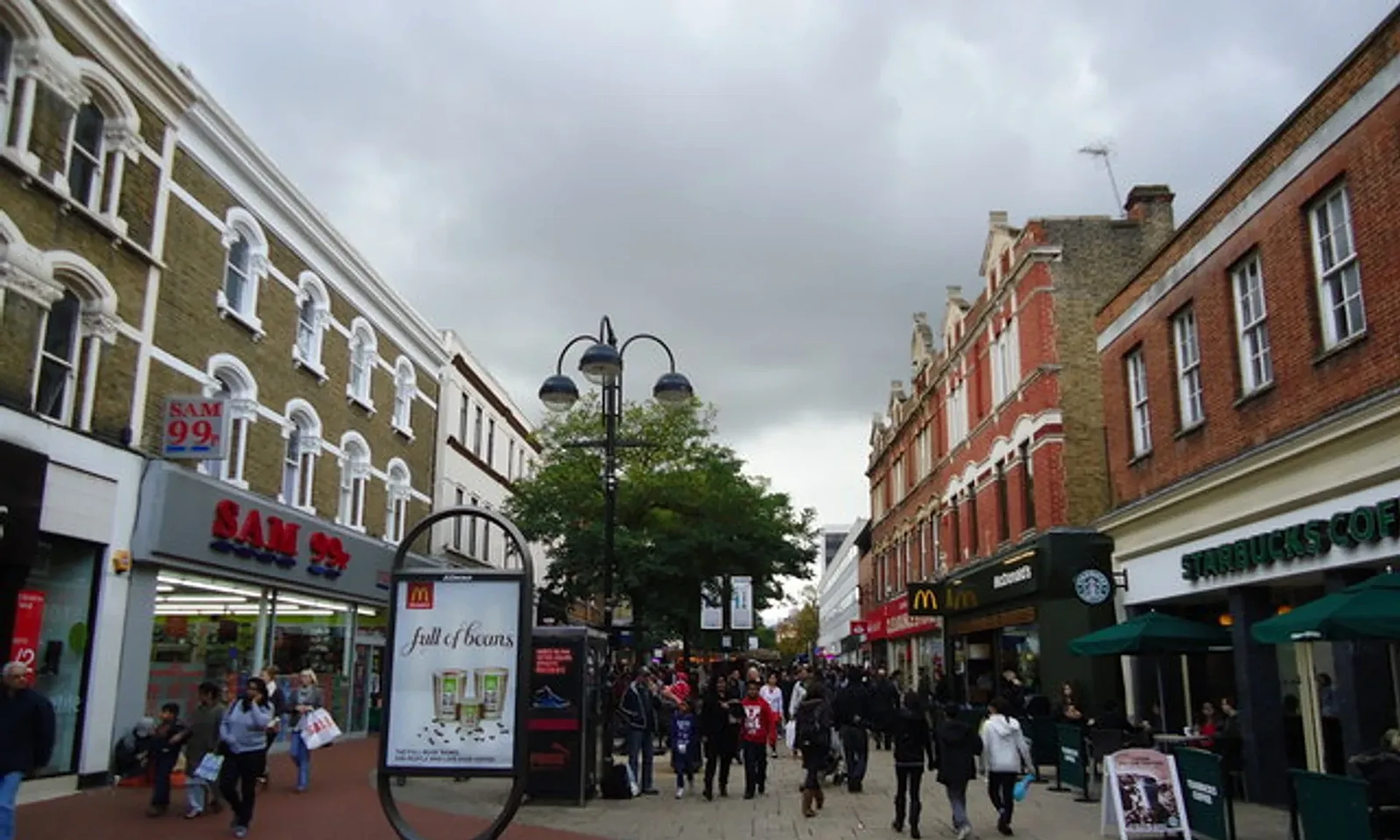 Shoppers on the pedestrianised Hounslow High Street