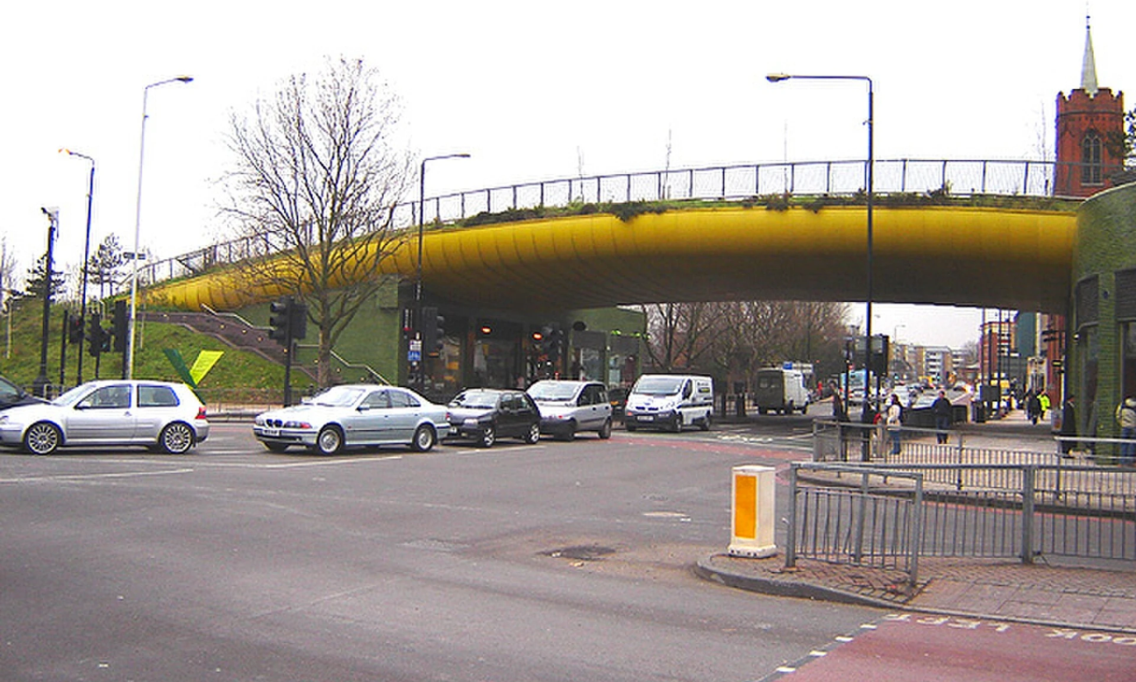 The green bridge and park landscape at Mile End