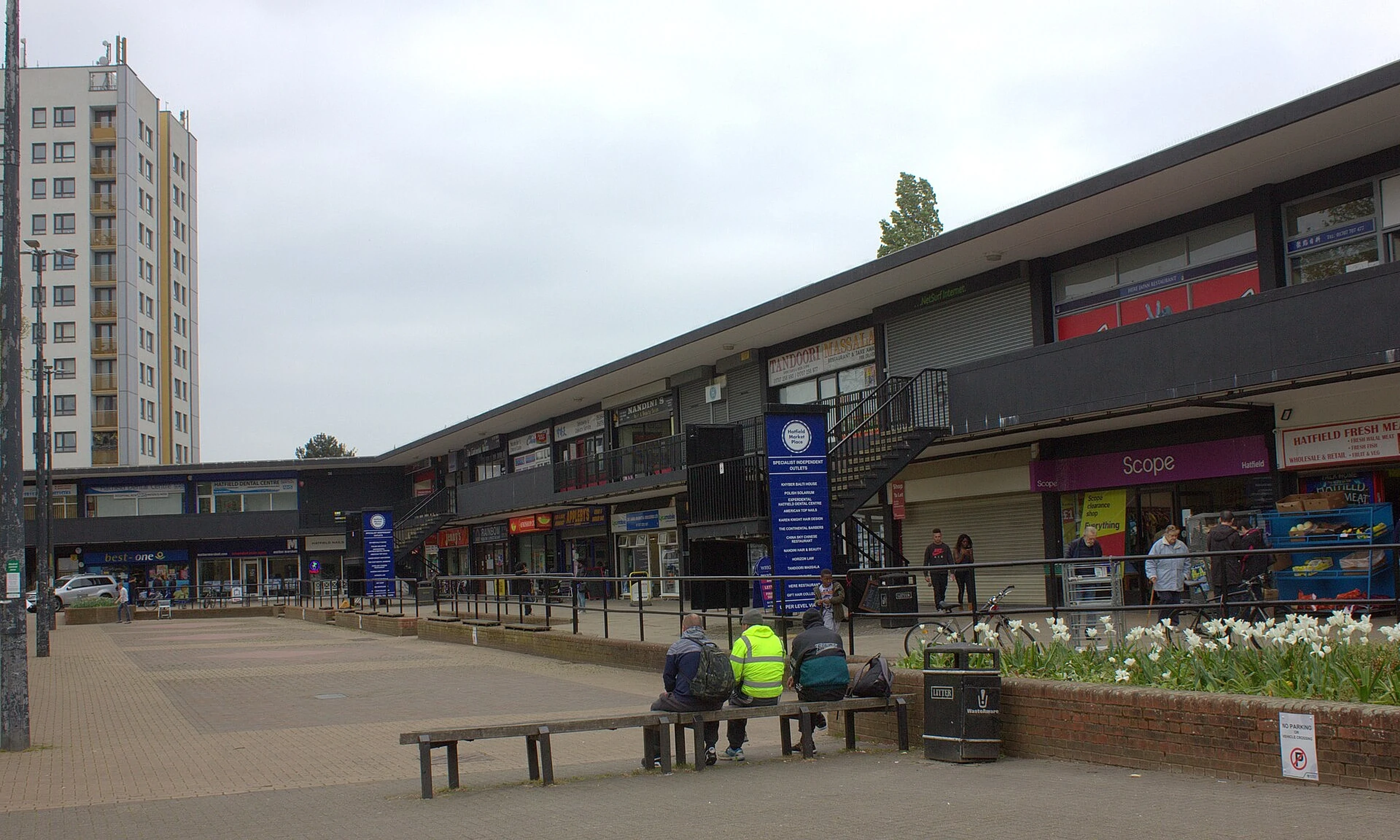Hatfield town centre and local streets in Hertfordshire
