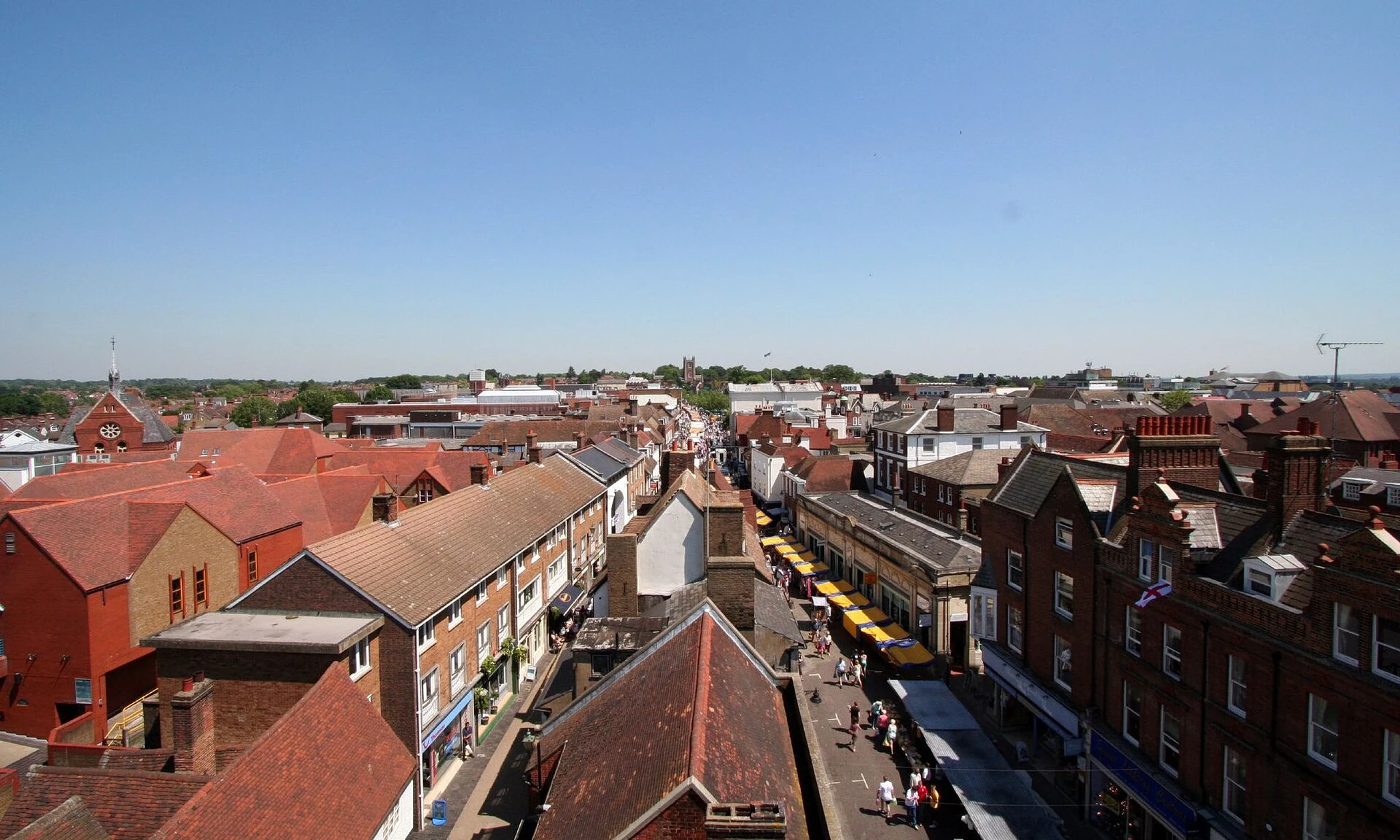 Saint Albans town centre and local streets in Hertfordshire