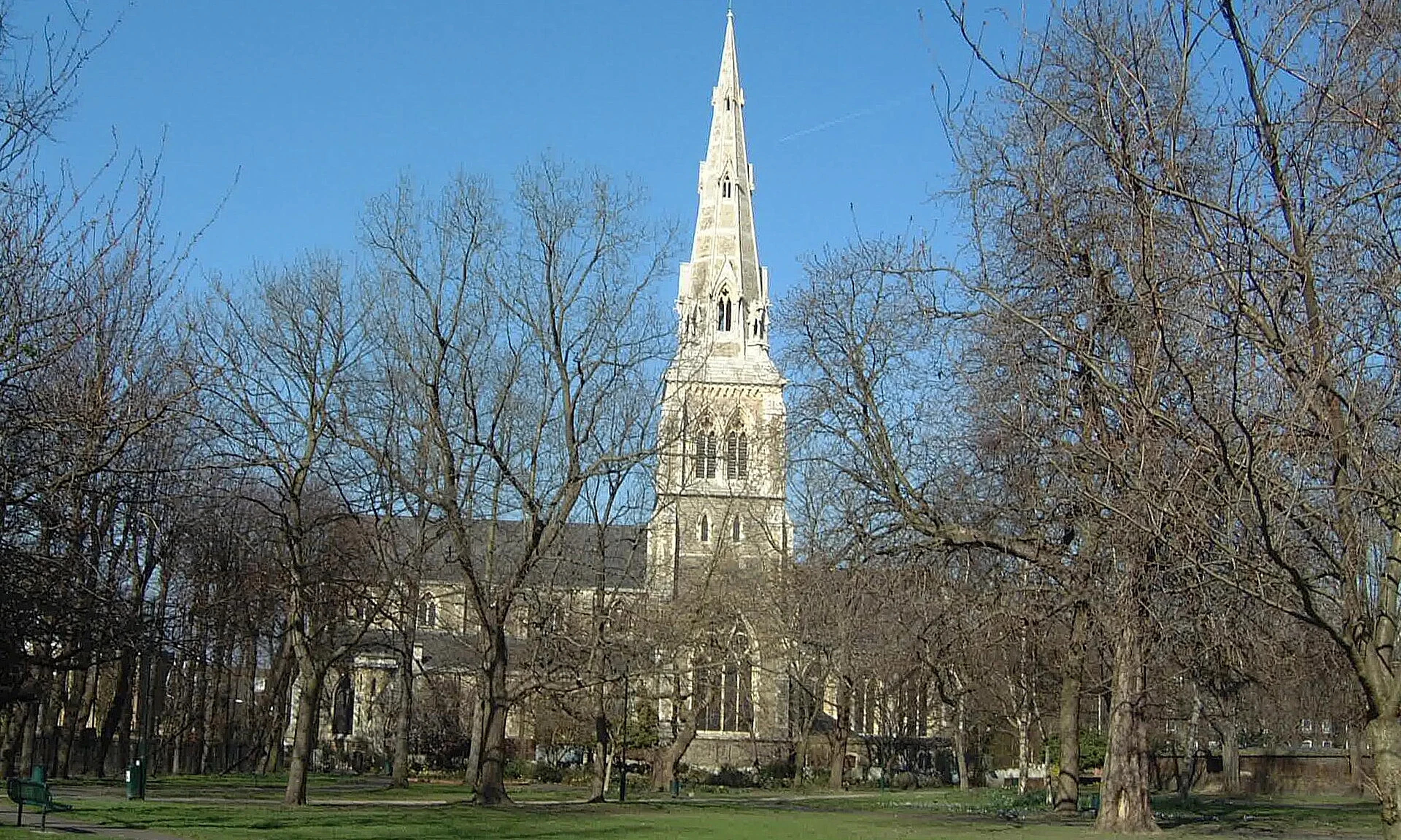 St Giles Church and local streets in Camberwell