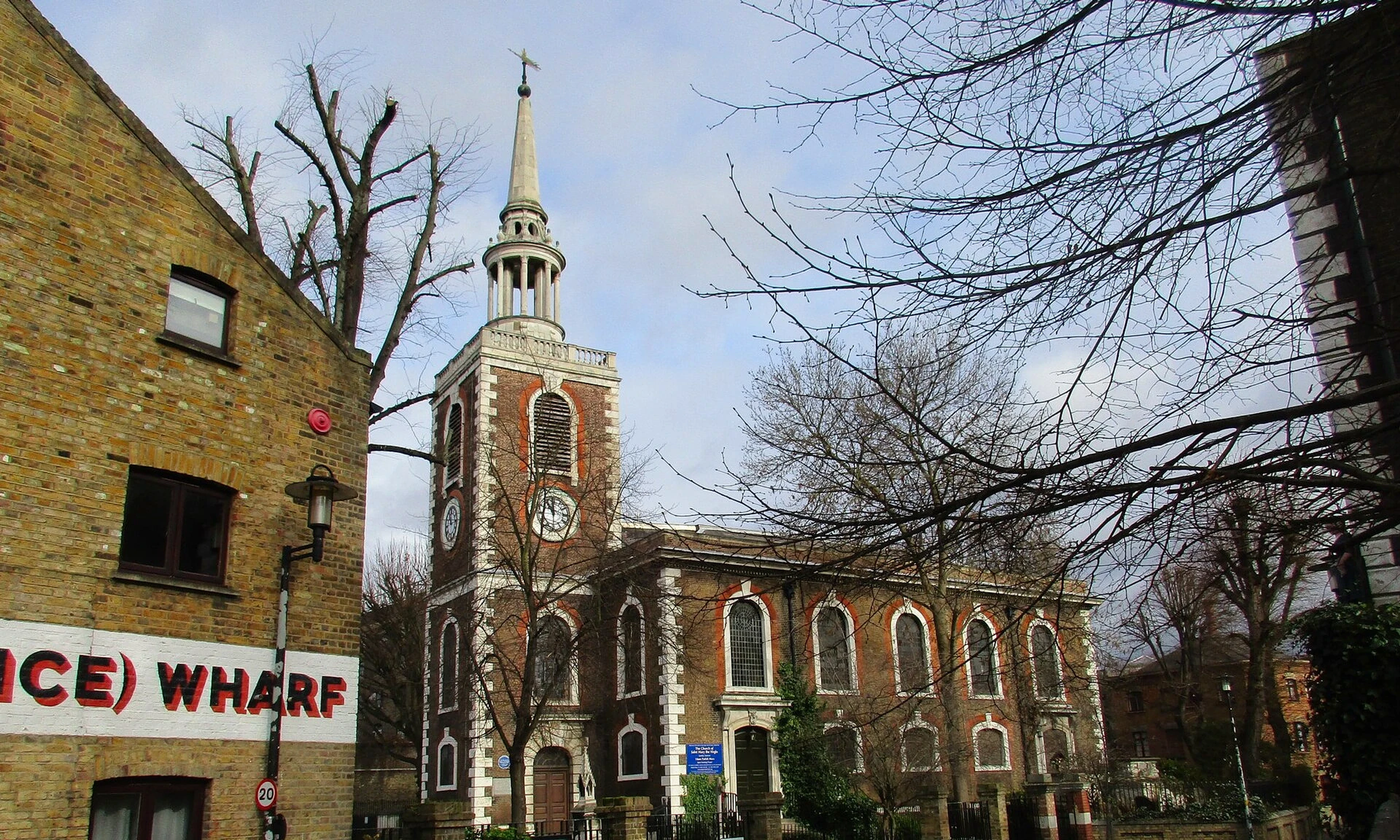 St Mary's Church and historic streets in Rotherhithe